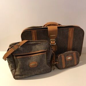 Tan and Brown Travel Bag 3 Piece Set